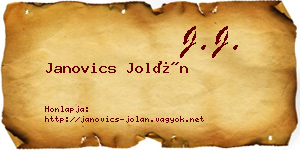 Janovics Jolán névjegykártya