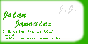 jolan janovics business card